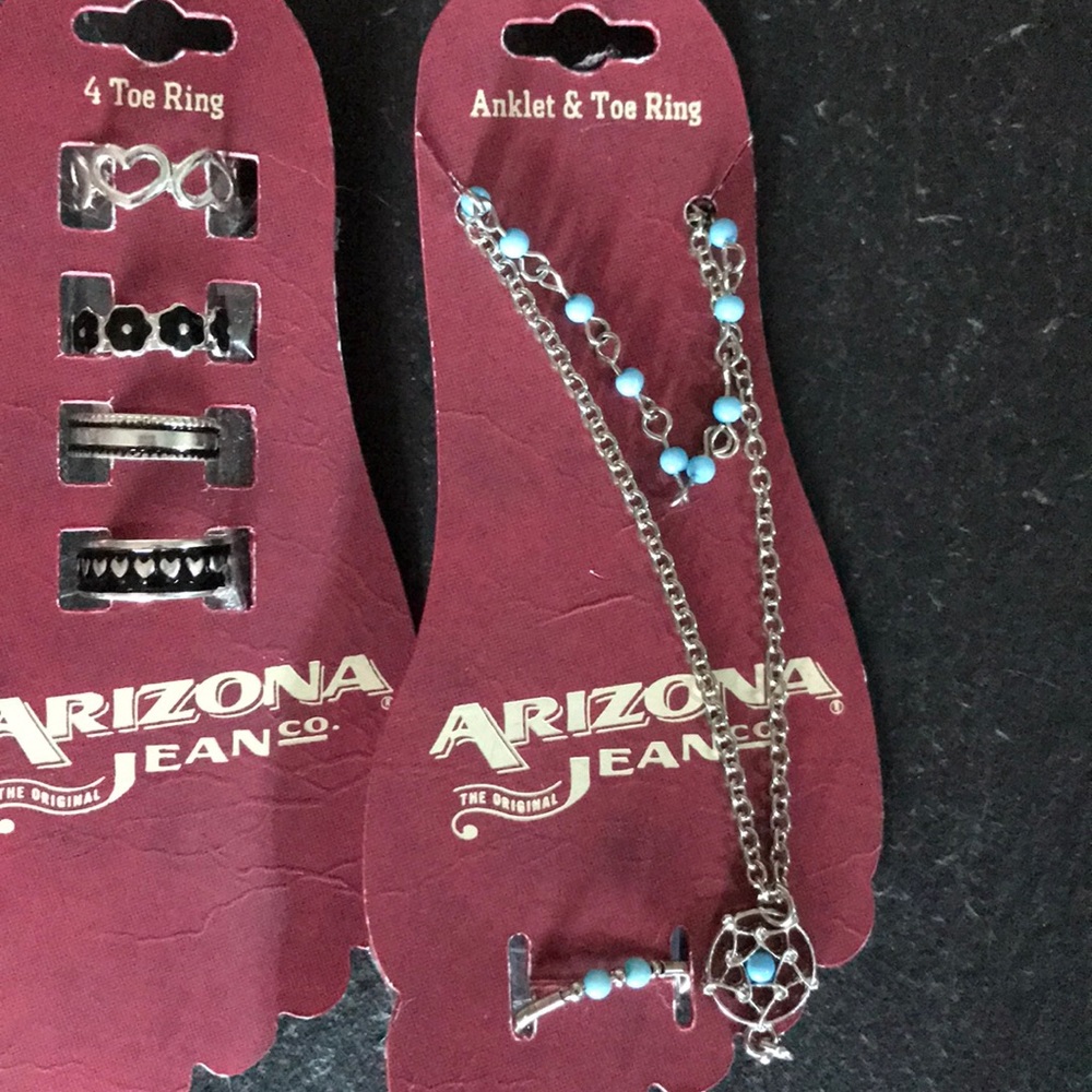 Toe ring set, turquoise anklet with toe ring